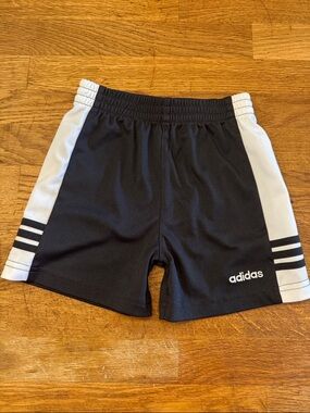 adidas Black and White Side-Striped Athletic Shorts